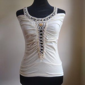 tua cream, halter tie-back tank top
